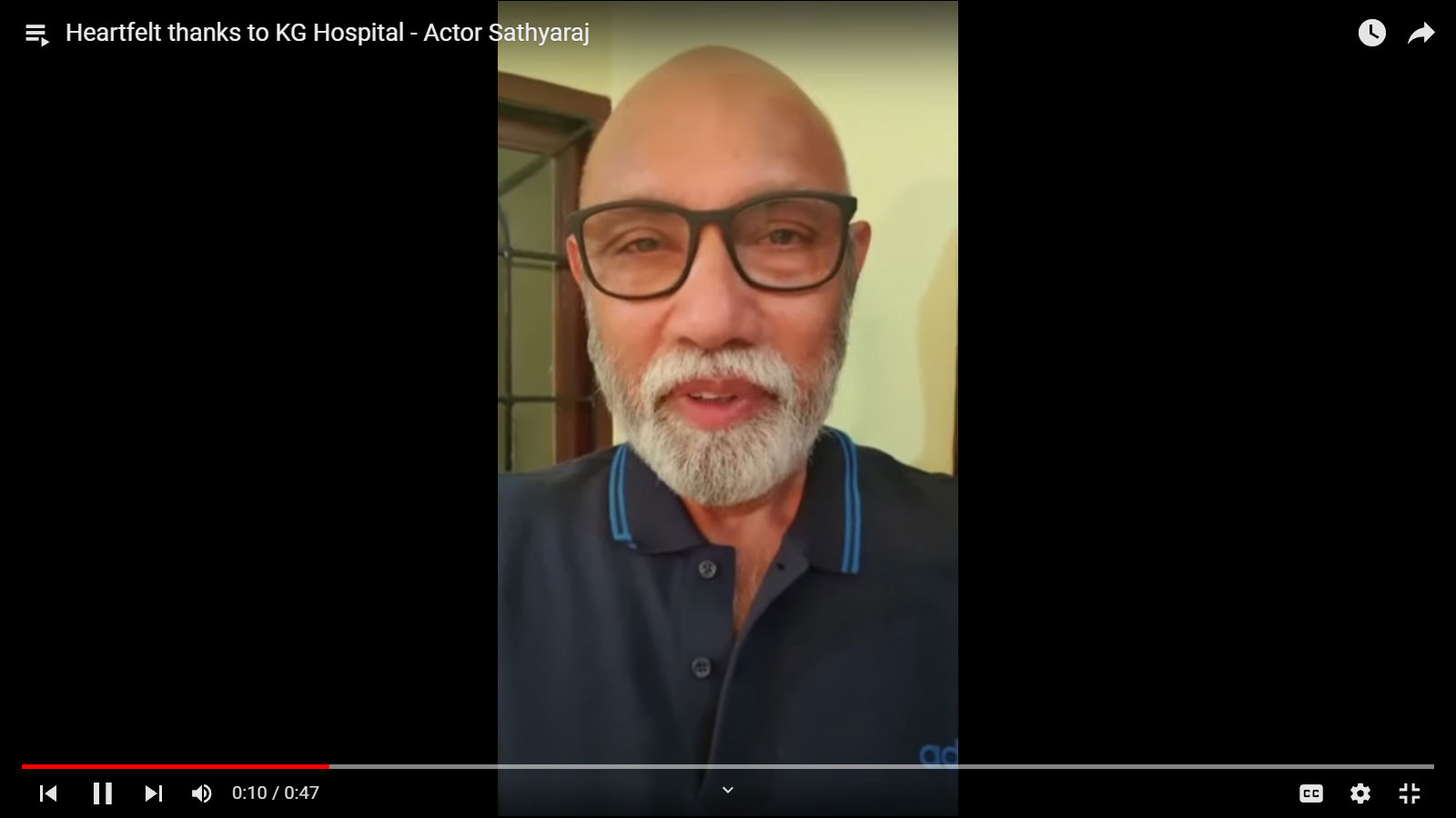 Heartfelt thanks to KG Hospital - Actor Sathyaraj